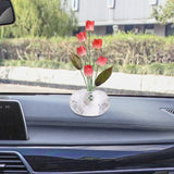 Maxbell Car Dashboard Flower Decor Figurine for Women Girl SUV Sedan Truck Home Red
