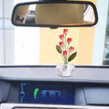 Maxbell Car Dashboard Flower Decor Figurine for Women Girl SUV Sedan Truck Home Red