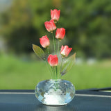 Maxbell Car Dashboard Flower Decor Figurine for Women Girl SUV Sedan Truck Home Red
