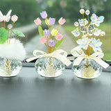 Maxbell Flower Crystal Car Ornament Interior Accessories for Balcony Desk Lotus