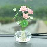 Maxbell Flower Crystal Car Ornament Interior Accessories for Balcony Desk Lotus