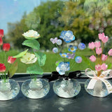 Maxbell Car Dashboard Flower Decor Figurine for Women Girl SUV Sedan Truck Home Blue