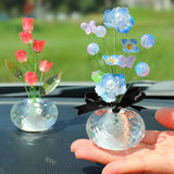 Maxbell Car Dashboard Flower Decor Figurine for Women Girl SUV Sedan Truck Home Blue