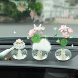 Maxbell Flower Crystal Car Ornament Interior Accessories for Balcony Desk with Tassels