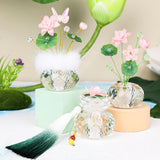 Maxbell Flower Crystal Car Ornament Interior Accessories for Balcony Desk with Tassels