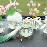 Maxbell Flower Crystal Car Ornament Interior Accessories for Balcony Desk with Tassels