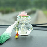 Maxbell Flower Crystal Car Ornament Interior Accessories for Balcony Desk with Tassels