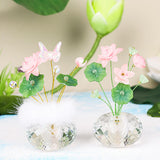Maxbell Flower Crystal Car Ornament Interior Accessories for Balcony Desk Plush Lotus