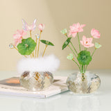 Maxbell Flower Crystal Car Ornament Interior Accessories for Balcony Desk Plush Lotus
