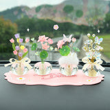 Maxbell Flower Crystal Car Ornament Interior Accessories for Balcony Desk Plush Lotus