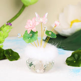 Maxbell Flower Crystal Car Ornament Interior Accessories for Balcony Desk Plush Lotus