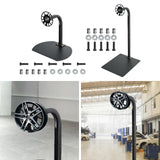 Maxbell Wheel Rim Storage Rack Garage Truck Shop 360 Rotating Car Tire Display Stand Curve Base