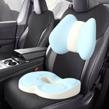 Maxbell Low Back Pillow Chair Cushion and Donut Pillow Hemorrhoid Tailbone Cushion Blue