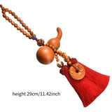 Maxbell Car Pendant Gourd Statue Beaded Universal Wooden Car Mirror Interior Pendant red