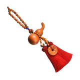 Maxbell Car Pendant Gourd Statue Beaded Universal Wooden Car Mirror Interior Pendant red