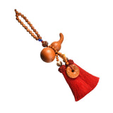 Maxbell Car Pendant Gourd Statue Beaded Universal Wooden Car Mirror Interior Pendant red