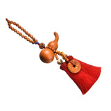 Maxbell Car Pendant Gourd Statue Beaded Universal Wooden Car Mirror Interior Pendant red