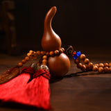 Maxbell Car Pendant Gourd Statue Beaded Universal Wooden Car Mirror Interior Pendant red