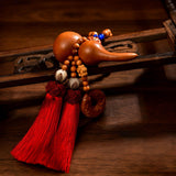 Maxbell Car Pendant Gourd Statue Beaded Universal Wooden Car Mirror Interior Pendant red