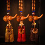 Maxbell Car Pendant Gourd Statue Beaded Universal Wooden Car Mirror Interior Pendant red