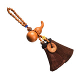 Maxbell Car Pendant Gourd Statue Beaded Universal Wooden Car Mirror Interior Pendant brown