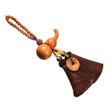 Maxbell Car Pendant Gourd Statue Beaded Universal Wooden Car Mirror Interior Pendant brown