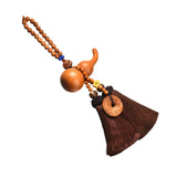 Maxbell Car Pendant Gourd Statue Beaded Universal Wooden Car Mirror Interior Pendant brown