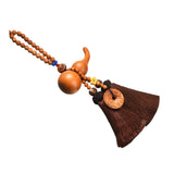 Maxbell Car Pendant Gourd Statue Beaded Universal Wooden Car Mirror Interior Pendant brown