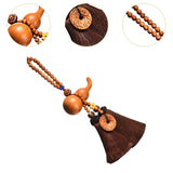 Maxbell Car Pendant Gourd Statue Beaded Universal Wooden Car Mirror Interior Pendant brown