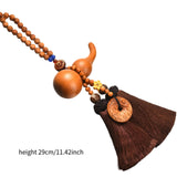Maxbell Car Pendant Gourd Statue Beaded Universal Wooden Car Mirror Interior Pendant brown