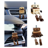 Maxbell Wooden Man Figurine Shaking Feet Doll Ornament for Vehicle Desktop Home Beech