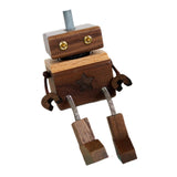 Maxbell Wooden Man Figurine Shaking Feet Doll Ornament for Vehicle Desktop Home Walnut