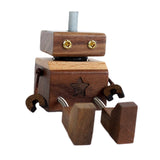 Maxbell Wooden Man Figurine Shaking Feet Doll Ornament for Vehicle Desktop Home Walnut