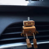 Maxbell Wooden Man Figurine Shaking Feet Doll Ornament for Vehicle Desktop Home Walnut