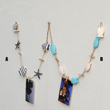 Maxbell String of Hanging Wooden Tropical Fish Starfish Photo Memo Clip Blue Stripe