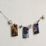 Maxbell String of Hanging Wooden Tropical Fish Starfish Photo Memo Clip Blue Stripe