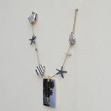 Maxbell String of Hanging Wooden Tropical Fish Starfish Photo Memo Clip Blue Stripe