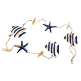 Maxbell String of Hanging Wooden Tropical Fish Starfish Photo Memo Clip Blue Stripe