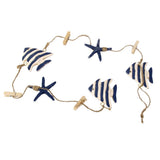 Maxbell String of Hanging Wooden Tropical Fish Starfish Photo Memo Clip Blue Stripe