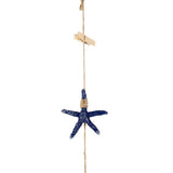 Maxbell String of Hanging Wooden Tropical Fish Starfish Photo Memo Clip Blue Stripe