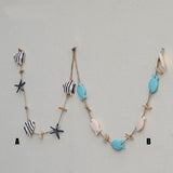 Maxbell String of Hanging Wooden Tropical Fish Starfish Photo Memo Clip Blue Stripe