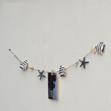 Maxbell String of Hanging Wooden Tropical Fish Starfish Photo Memo Clip Blue Stripe