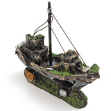 Maxbell Aquarium Ornament Artificial Shipwreck Sail Boat Water Plant Grass Fish Cave - Aladdin Shoppers