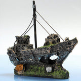 Maxbell Aquarium Ornament Artificial Shipwreck Sail Boat Water Plant Grass Fish Cave - Aladdin Shoppers