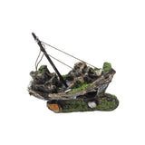 Maxbell Aquarium Ornament Artificial Shipwreck Sail Boat Water Plant Grass Fish Cave - Aladdin Shoppers