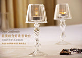 Glass Candlestick Holder Container Stand - Table Lamp Shape