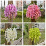 Maxbell 2Pcs Bunch Silk Hanging Plants Artificial Lilac Flower Garland Decor Green