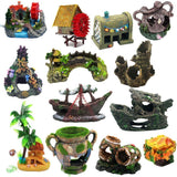 Maxbell Aquarium Ornament Sunken Bridge Fish Tank Decor Sail Shipwreck Fishing Boat - Aladdin Shoppers