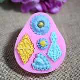 Maxbell 2xSilicone 3D Retro Flower Fondant Mould Chocolate Bake Mold Cake Pastry Decor