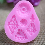 Maxbell 2xSilicone 3D Retro Flower Fondant Mould Chocolate Bake Mold Cake Pastry Decor